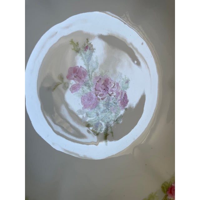Antique Jean Pouyat Limoges Large Serving Bowl With Pink Roses For Sale In Las Vegas - Image 6 of 13