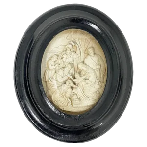 Birth of Christ, 19th Century, Meerschaum, Framed