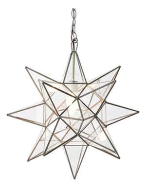 Matthew Izzo Home 12" Clear Glass Moravian Star Chandelier With Oxidized Metal Finishes