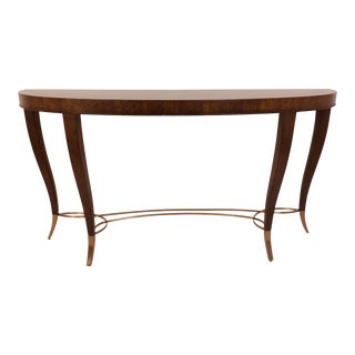 Modern French Art Deco Style Wood Demi-Lune Console Table For Sale