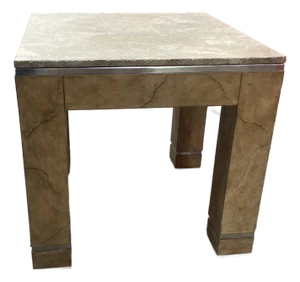 Marge Carson Faux Goatskin and Stone Side Table
