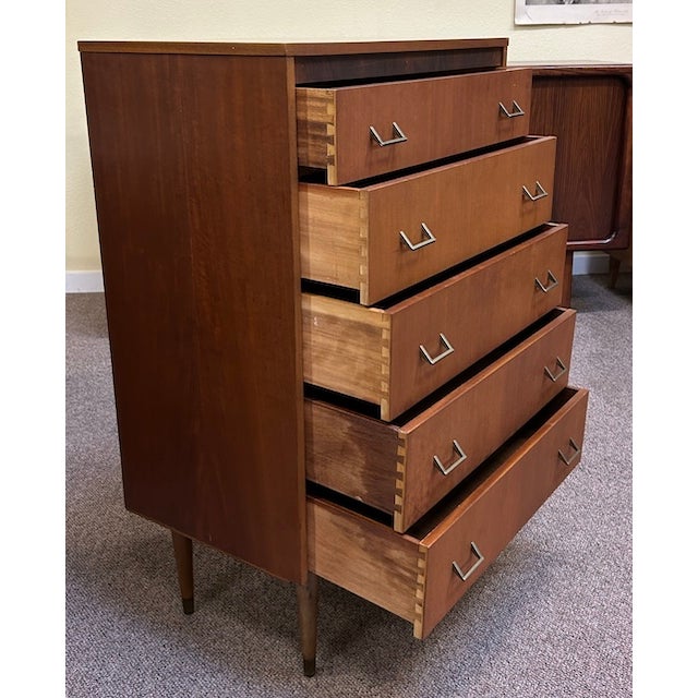 Vintage Teak Chest With Five Drawers For Sale In San Francisco - Image 6 of 10