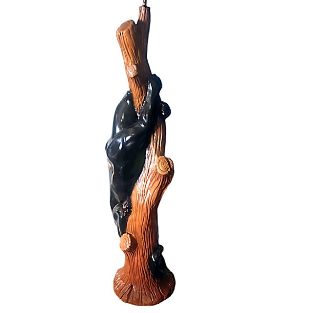 Postmodern 1980s Black Panther Floor Lamp With Original Shade For Sale - Image 3 of 4