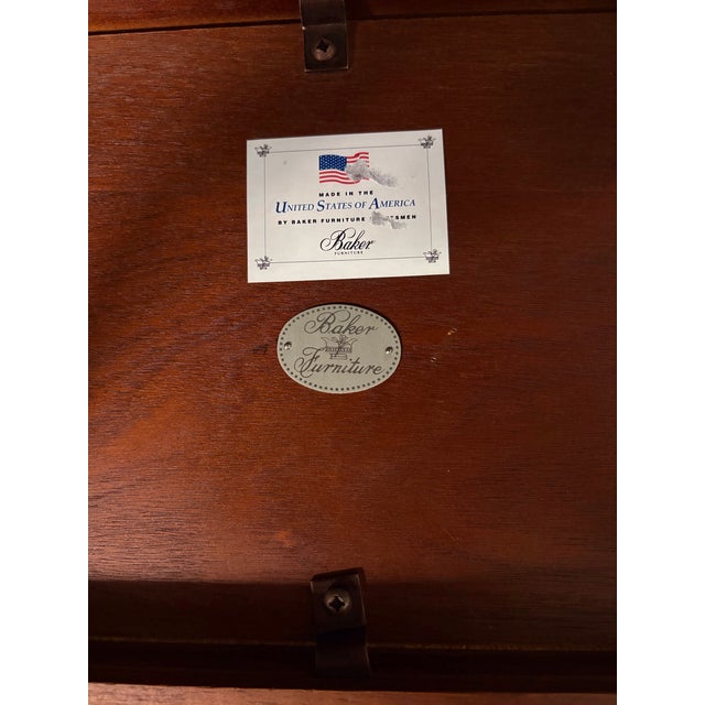 Brown Baker Furniture Inlaid Mahogany Chest on Stand For Sale - Image 8 of 8