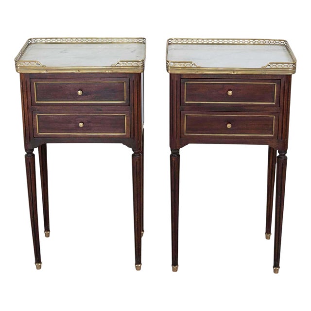 Pair of French 20th Century Louis XVI Style Bedside Tables For Sale