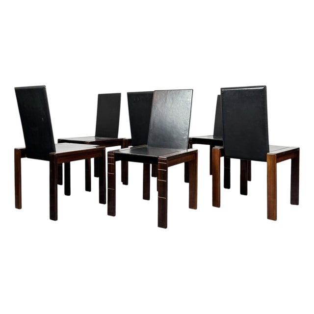 Mid-Century Modern Rosewood Dining Chairs in the style of Afra & Tobia Scarpa, 1970, Set of 6 For Sale