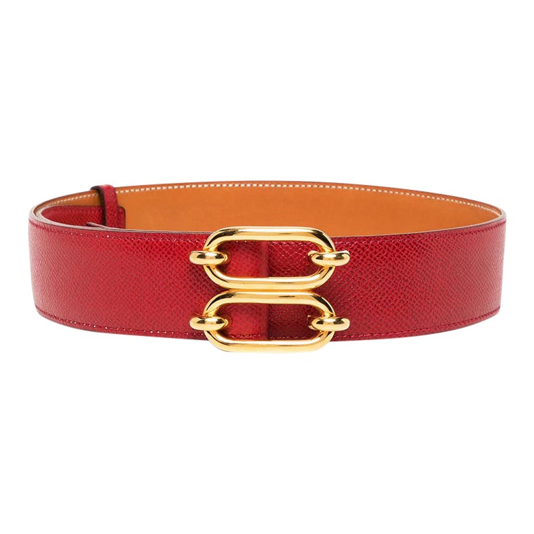 Hermes Chaîne D'Ancre Red Epsom Belt Chairish