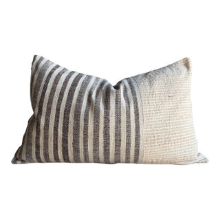 Vintage Turkish Hemp Rug Pillow 18" X 29" With Down Insert For Sale