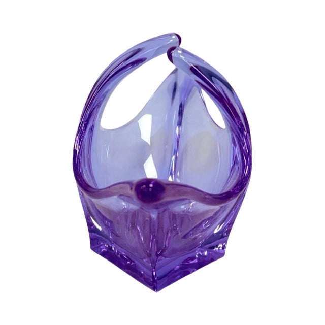 Bowl, Basket, Neodymium Glass, Zelezný Brod Zbs, Designed by M. Klinger, Czechoslovakia, 1980s. For Sale - Image 10 of 11