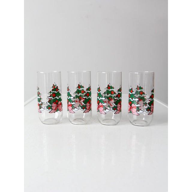 Farmhouse Vintage Christmas Drinking Glasses Set of 4 For Sale - Image 3 of 9