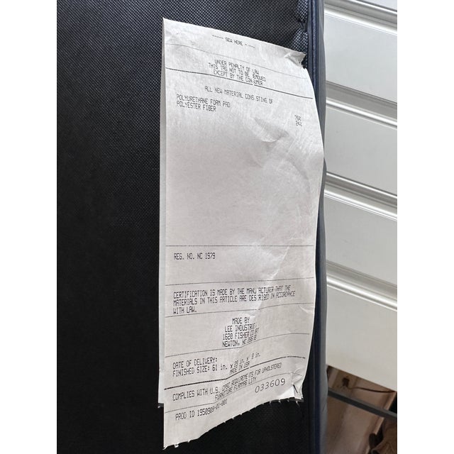 Wood Lee Industries Blue Tufted Bench For Sale - Image 7 of 9