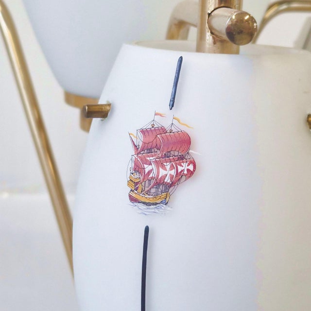 1950s Vintage Floor Lamp in Metal and Opal Glass from Maison Arlus, 1950s For Sale - Image 5 of 15