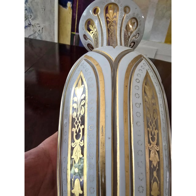 Glass Antique Bohemian Glass Moser Overlay Gilded Vase For Sale - Image 7 of 7