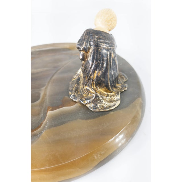 Metal 1920s Art Deco White Bronze and Onyx Ashtray For Sale - Image 7 of 11