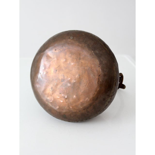 Antique Hand Hammered Copper Hearth Pot With Iron Swing Handle For Sale - Image 10 of 14