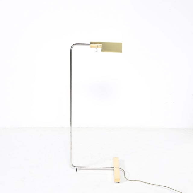 Mid-Century Adjustable Polished Brass & Nickel Floor Lamp Signed Cedric Hartman For Sale - Image 11 of 13