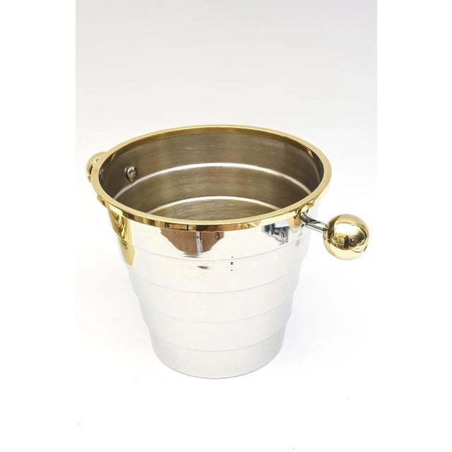 Metal Vintage 1970's Larry Laslo Signed Brass and Silver Plate Champagne Wine Stand Italian Restored For Sale - Image 7 of 13
