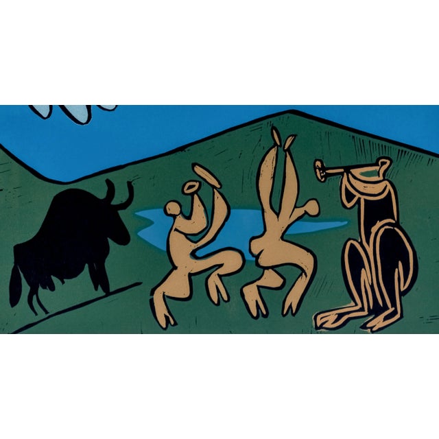Abstract 1962 Pablo Picasso Linocut Engraving "Bacchanal With Black Bull" For Sale - Image 3 of 8