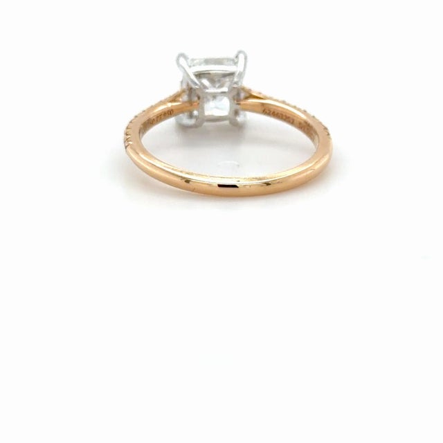 Tiffany and Co. Tiffany & Co., 1.53 Carat Princess Cut Diamond Novo Engagement Ring 18k Rose, Size 6 For Sale - Image 4 of 5