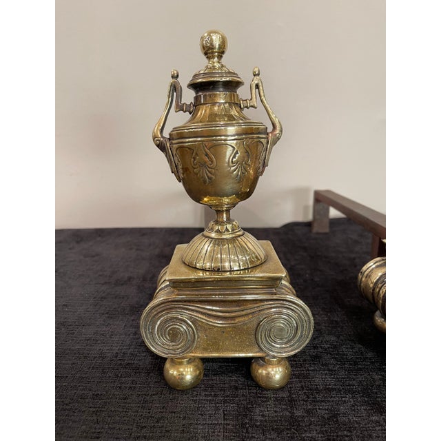Mid 19th Century Brass Andirons, of Proportions - a Pair For Sale - Image 12 of 13
