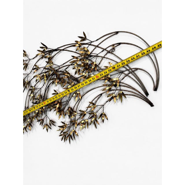 1980s Signed Curtis Jere/Artisan House Brass Bamboo Leaves Wall Sculpture MCM For Sale - Image 5 of 5