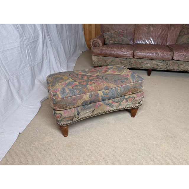 Late ‘90’s Ej Victor Connoisseur Set: Leather & Upholstery Sofa, Chair, Ottoman & Pillows For Sale - Image 10 of 12