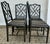 English Set of 4 Vintage Black Laquer Chinese Chippendale Faux-Bamboo Dining Chairs For Sale - Image 3 of 12