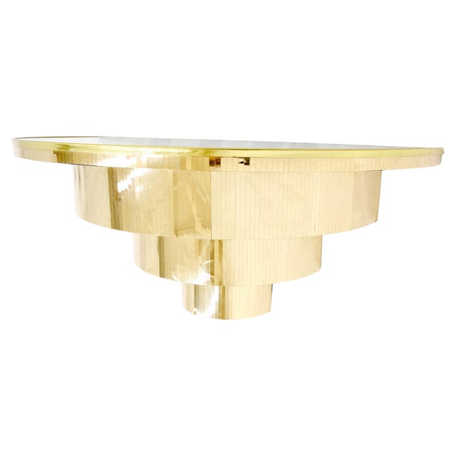 Mid-Century Modern Mid-Century Modern 1970s Petit Demilune Shape Mirror Top Console Table For Sale - Image 3 of 10