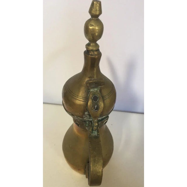 Islamic Circa 1950 Vintage Middle Eastern Dallah Arabic Brass Coffee Pot For Sale - Image 3 of 7
