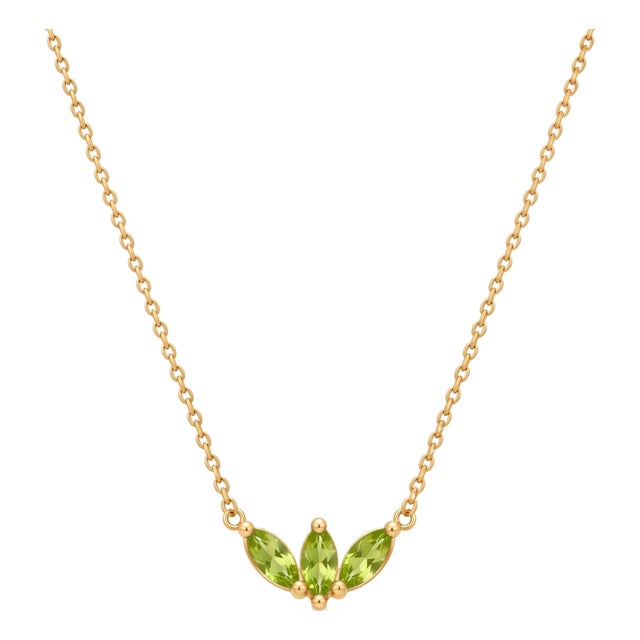 Natural Peridot Leaf Necklace | Green Gemstone Jewelry | Dainty Chain Necklace | August Birthstone Necklace Gifts For Sale