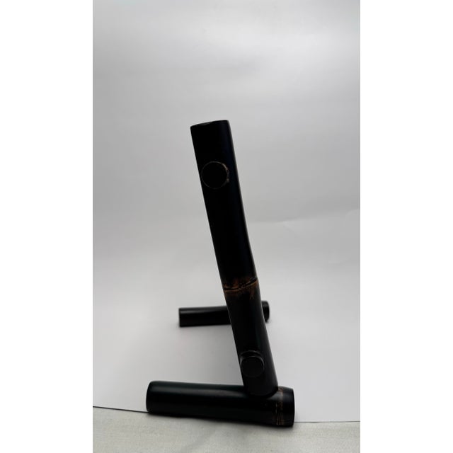 Glass Asian Black Faux Bamboo Tabletop Picture Frame For Sale - Image 7 of 10