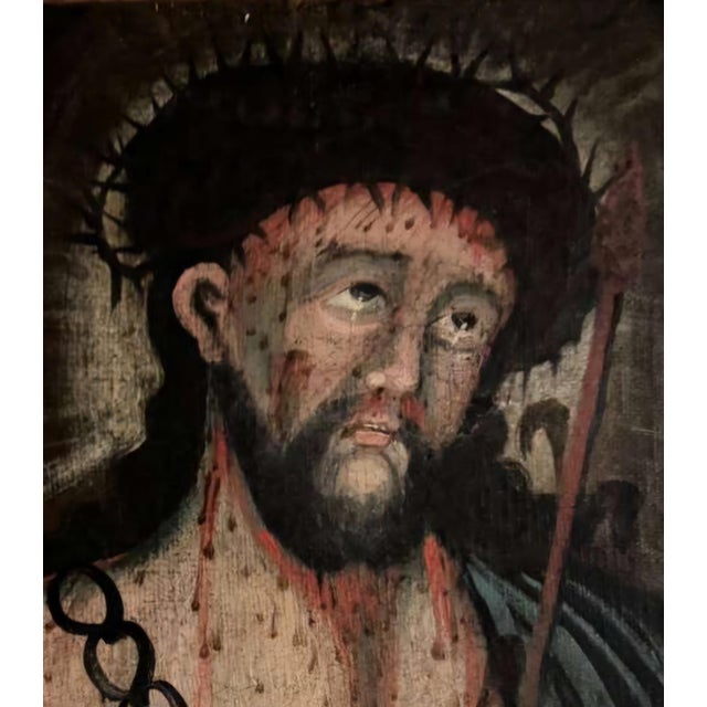 Textile Ecce Homo, Oil on Canvas, 1500s For Sale - Image 7 of 12