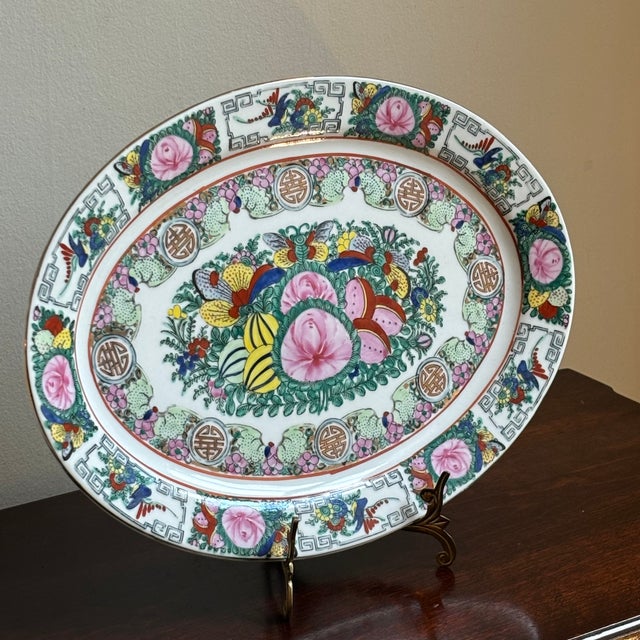 Mid-20th Century Famille Rose Chinese Export Oval Platter For Sale - Image 10 of 12