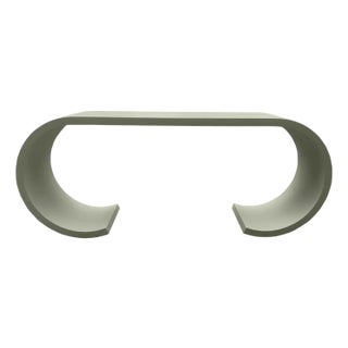 Mid Century Modern Waterfall Style Console Custom Green For Sale