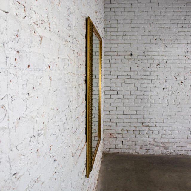 Wood Late 20th Century Neoclassical to Traditional Large Wall Mirror Rectangular Antiqued Gold Frame For Sale - Image 7 of 18