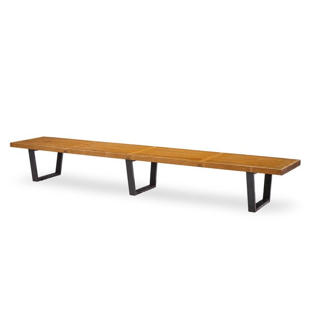 Brown George Nelson for Herman Miller Mid Century Long Slat Bench For Sale - Image 8 of 9