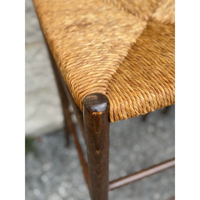 Set of Four Vintage Rush Seat Ladderback Bar Stools For Sale - Image 10 of 12