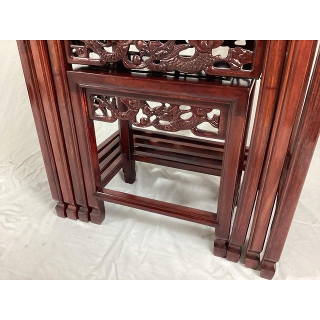 Early 20th Century Set of Four Chinese Hardwood Nesting Tables For Sale In New York - Image 6 of 10