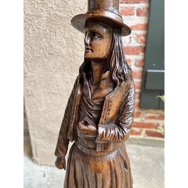 1900 - 1909 Antique French Pedestal Plant Stand Display Breton Brittany Carved Oak Baluster For Sale - Image 5 of 13