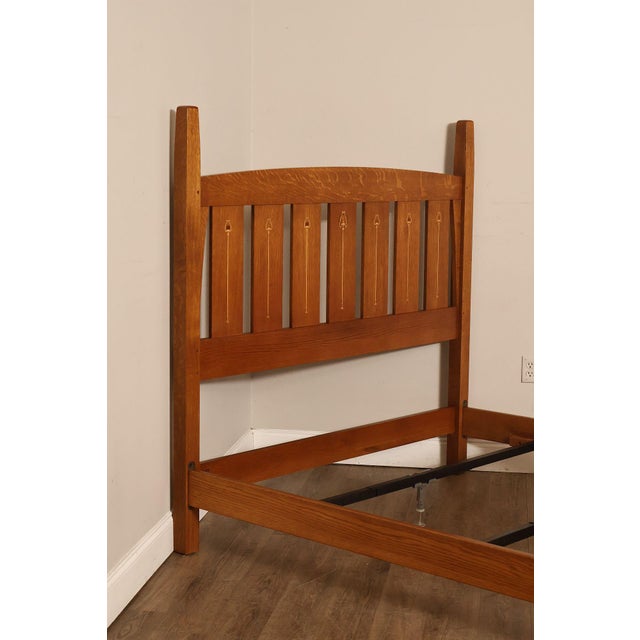 Stickley Stickley Mission Collection Harvey Ellis Inlaid Oak Queen Bed For Sale - Image 4 of 18