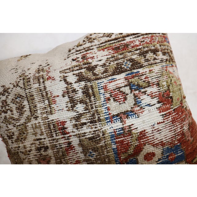 Industrial Worn Antique Rug Pillow For Sale - Image 3 of 5