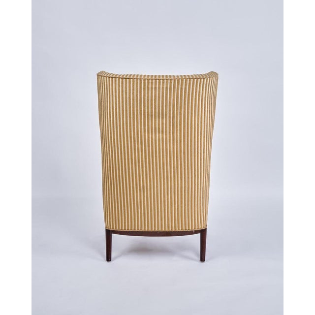 Ear Flap Chair in Rosewood and Striped Fabric, 1930s For Sale - Image 9 of 10