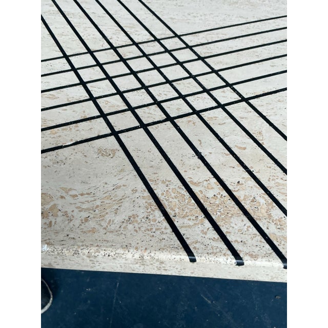 Vintage Italian Inlay Travertine Coffee Table For Sale - Image 12 of 12