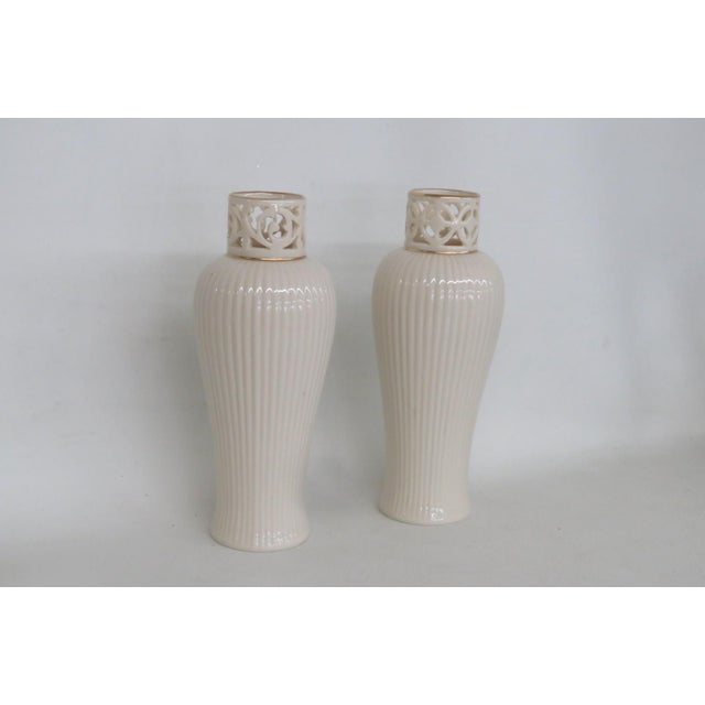 Lenox China Gatsby Bud Vase Pair of 2 Ivory Porcelain With 24k Gold Detail 4931b For Sale - Image 13 of 14