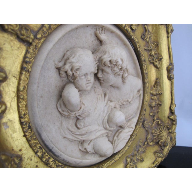 Ew Wyon Marble Cherub Plaque in Victorian Gilt Frame Calmady Children For Sale In Portland, OR - Image 6 of 12