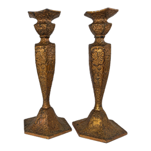 Antique E. & J. Bass Dutch Windmill & Figural Candlesticks, Pair