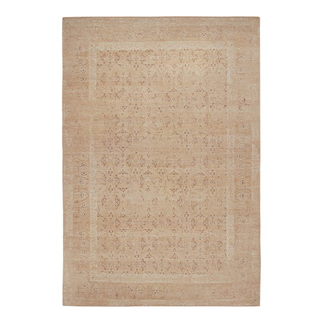 Rug & Kilim’s Oushak Style Oversized Rug in Beige-Brown All Over Pattern For Sale