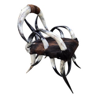 Antique Rustic Western Steer Horn Chair For Sale
