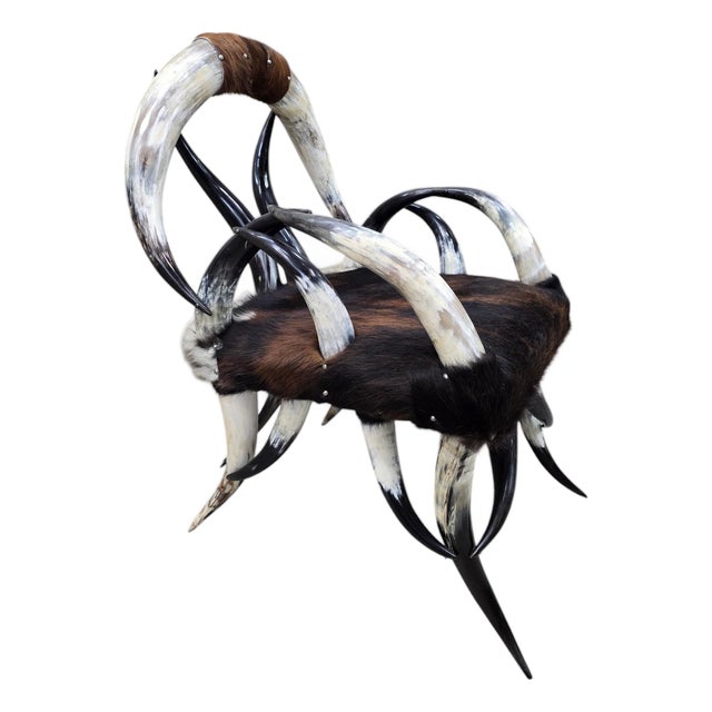 Antique Rustic Western Steer Horn Chair For Sale