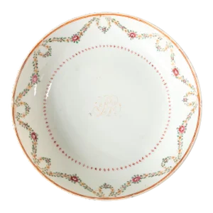 18th Century Chinese Export Porcelain Saucer Bowl With Monogram